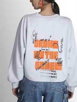 Bene Kleed - Women Grey Melange Casual Oversized Sweatshirts