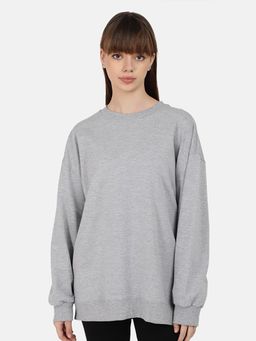 Bene Kleed - Women Round Neck Oversize Pure Cotton Pullover Sweatshirt