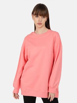 Bene Kleed - Women Round Neck Oversize Pure Cotton Pullover Sweatshirt
