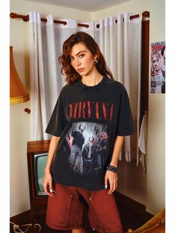 Bonkers Corner - Black Grungecore Oversized T-shirt For Women