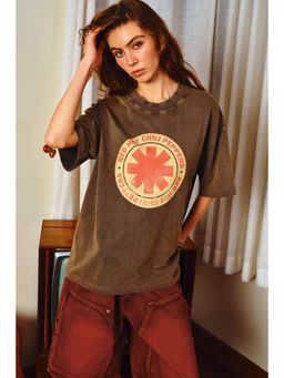 Bonkers Corner - Brown Heatcheck Oversized T-shirt For Women