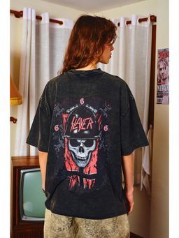 Bonkers Corner - Black Graphic Slayer Oversized T-shirt For Women