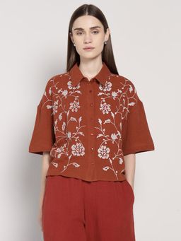 Cover Story - Rust Embroidered Shirt