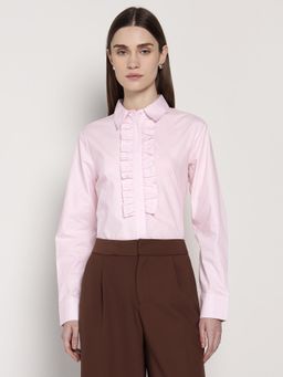 Cover Story - Pink Solid Buttoned Shirt