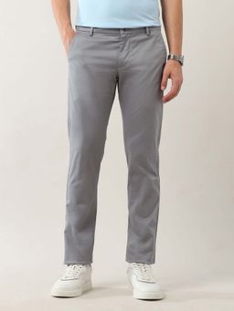 Arrow Sports - Men Grey Dobby Slim Fit Trouser