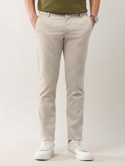 Arrow Sports - Men Beige Dobby Slim Fit Trouser