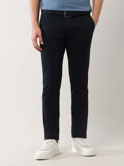 Arrow Sports - Men Blue Dobby Slim Fit Trouser