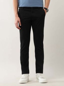 Arrow Sports - Men Black Dobby Slim Fit Trouser