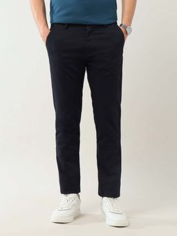 Arrow Sports - Men Blue Dobby Slim Fit Trouser