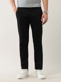 Arrow Sports - Men Black Dobby Slim Fit Trouser