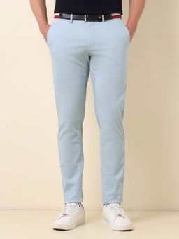 U.S. POLO ASSN. - Men Blue Dobby Austin Slim Fit Trouser