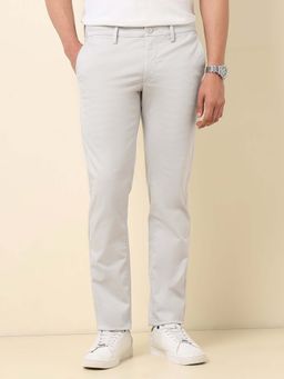 U.S. POLO ASSN. - Men Beige Dobby Denver Slim Fit Trouser