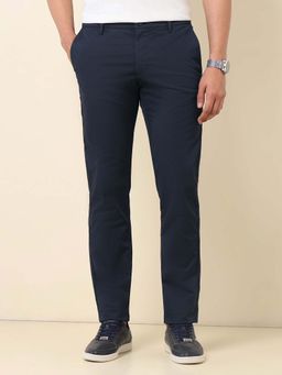 U.S. POLO ASSN. - Men Blue Denver Slim Fit Textured Trouser