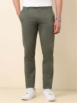 U.S. POLO ASSN. - Men Green Austin Slim Fit Textured Trouser