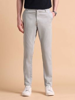 U.S. POLO ASSN. - Men Grey Super Slim Fit Satin Chinos