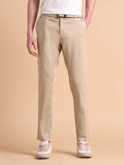 U.S. POLO ASSN. - Men Beige Super Slim Fit Satin Chinos