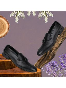 EZOK - Men Leather Black Formal Moccasins