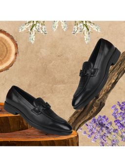 EZOK - Men Leather Black Formal Moccasins