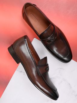 Cobblerz - Men Coffee Solid Formal Loafers