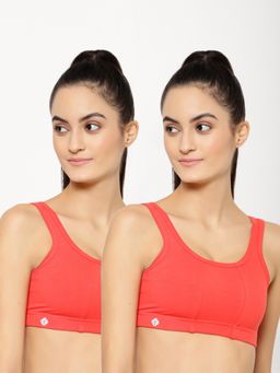 Floret - Wirefree Non-padded Sporty Bra - Red
