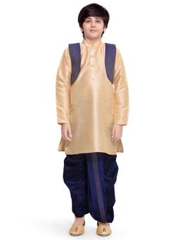 Jeetethnics - Boys Cream Kurta Set With Dhoti Pants And Jacket (Set of 3)