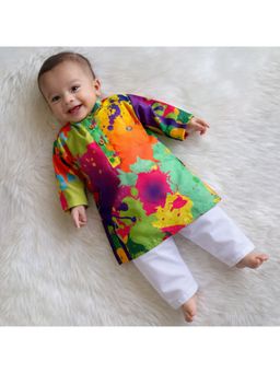 KNITROOT - Multi-Colour Cotton Colour Burst Kurta with Pyjama