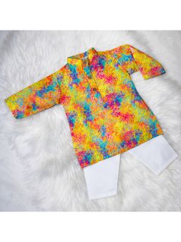 KNITROOT - Multi-Colour Cotton Pastel Splash Kurta with Pyjama