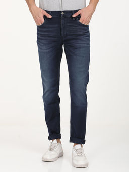 Levi's - Men Navy Blue Cotton Tapered Mid Waist Jeans