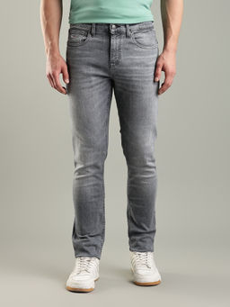 Tommy Hilfiger - Men Grey Cotton Ankle Mid Waist Jeans