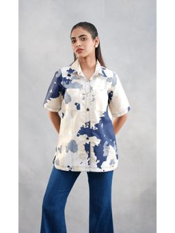 SAKSHI G CHAWLA - Noia Beige Denim Abstract Casual Shirt