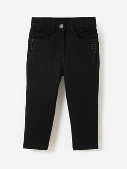 ELLE - Girls Black Solid Embellished Jeans