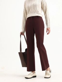 RAREISM - Women Maroon Solid Wide Trouser