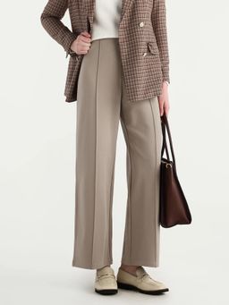 RAREISM - Women Beige Solid Straight Trouser