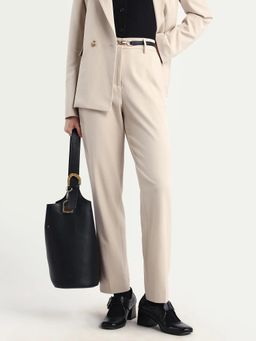 RAREISM - Women Beige Solid Slim Trouser