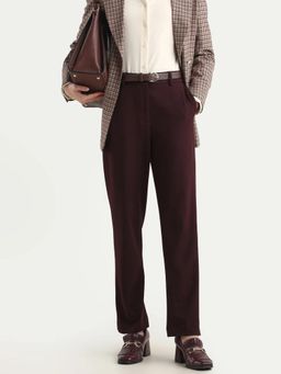 RAREISM - Women Maroon Solid Slim Trouser