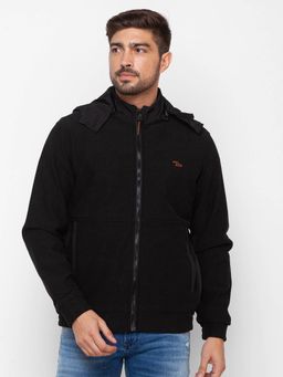 Spykar - Jet Black Cotton Full Sleeve Casual Jacket for Men