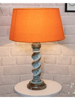 Homesake - Rope Blue Bedside Table Lamp Orange Shade