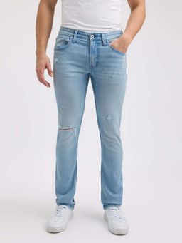 Pepe Jeans - Men Blue Slim Fit Mid Rise Distressed Jeans