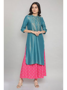 Aurelia - Teal Embroidered Straight Kurta