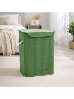 LUXEHOME INTERNATIONAL - Green Bamboo Laundry Basket Organiser With Chain Lid