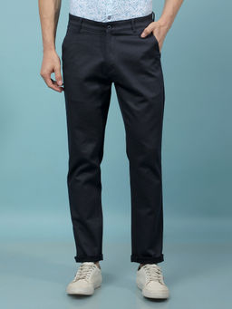 CRIMSOUNE CLUB - Men Navy Blue Solid Trouser
