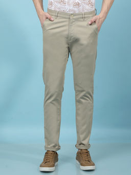 CRIMSOUNE CLUB - Men Khaki Solid Trouser