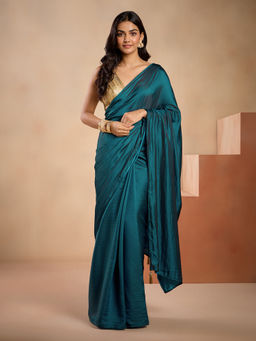 Gajra Gang - Glitterati Teal Soft and Flowy Two-Toned Saree