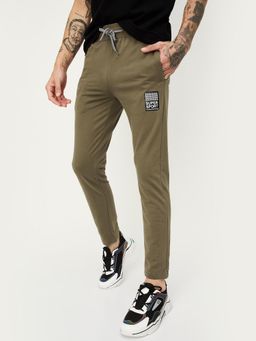 max - Beige Men Solid Athleisure Track Pant