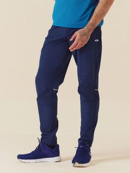 STRCH - Estate Blue Solid Regular Fit Mid Rise Track Pant