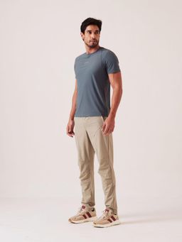 STRCH - Beige Solid Regular Fit Mid Rise Track Pant