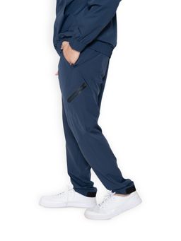 STRCH - Navy Blue Solid Regular Fit Mid Rise Track Pant