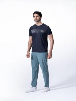 STRCH - Turquoise Solid Regular Fit Mid Rise Track Pant
