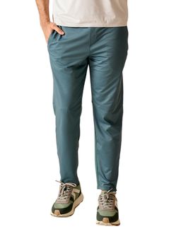 STRCH - Pine Green Solid Regular Fit Mid Rise Track Pant