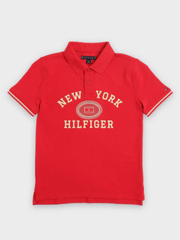 Tommy Hilfiger - Boys Red Logo Regular Fit Cotton Polo T-Shirt